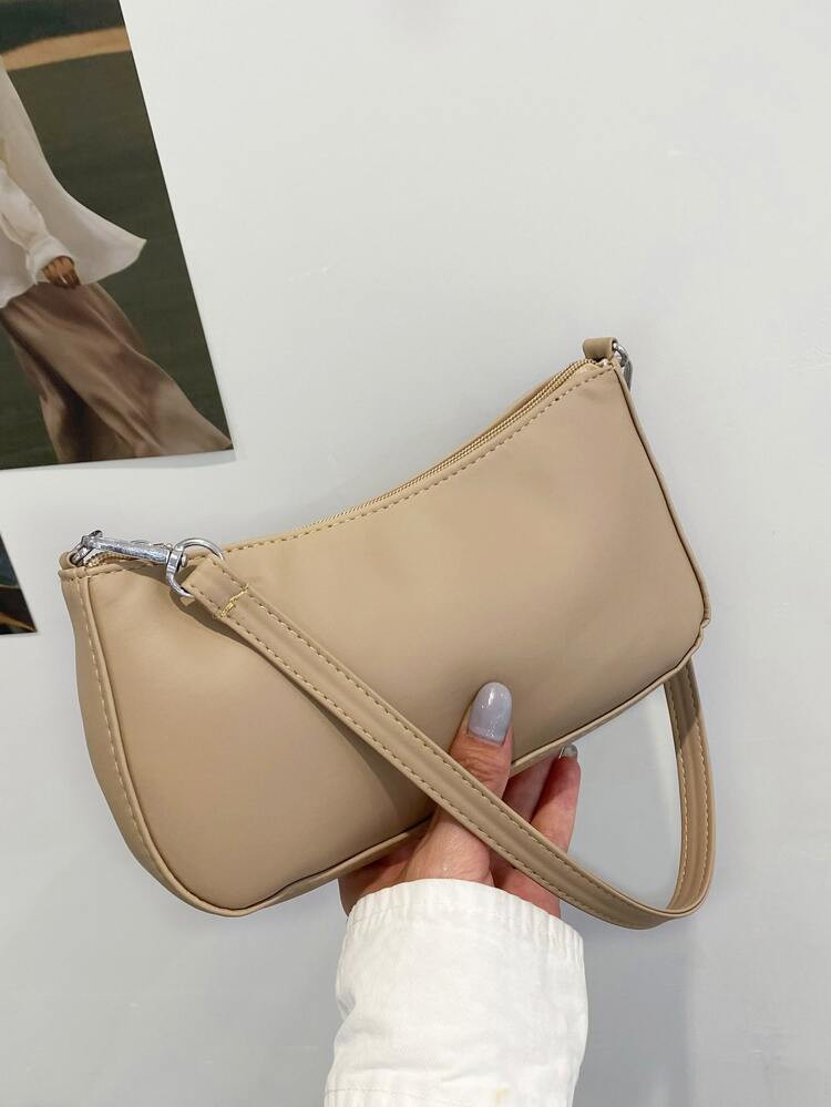 Minimalist Zipper Baguette Bag | SHEIN
