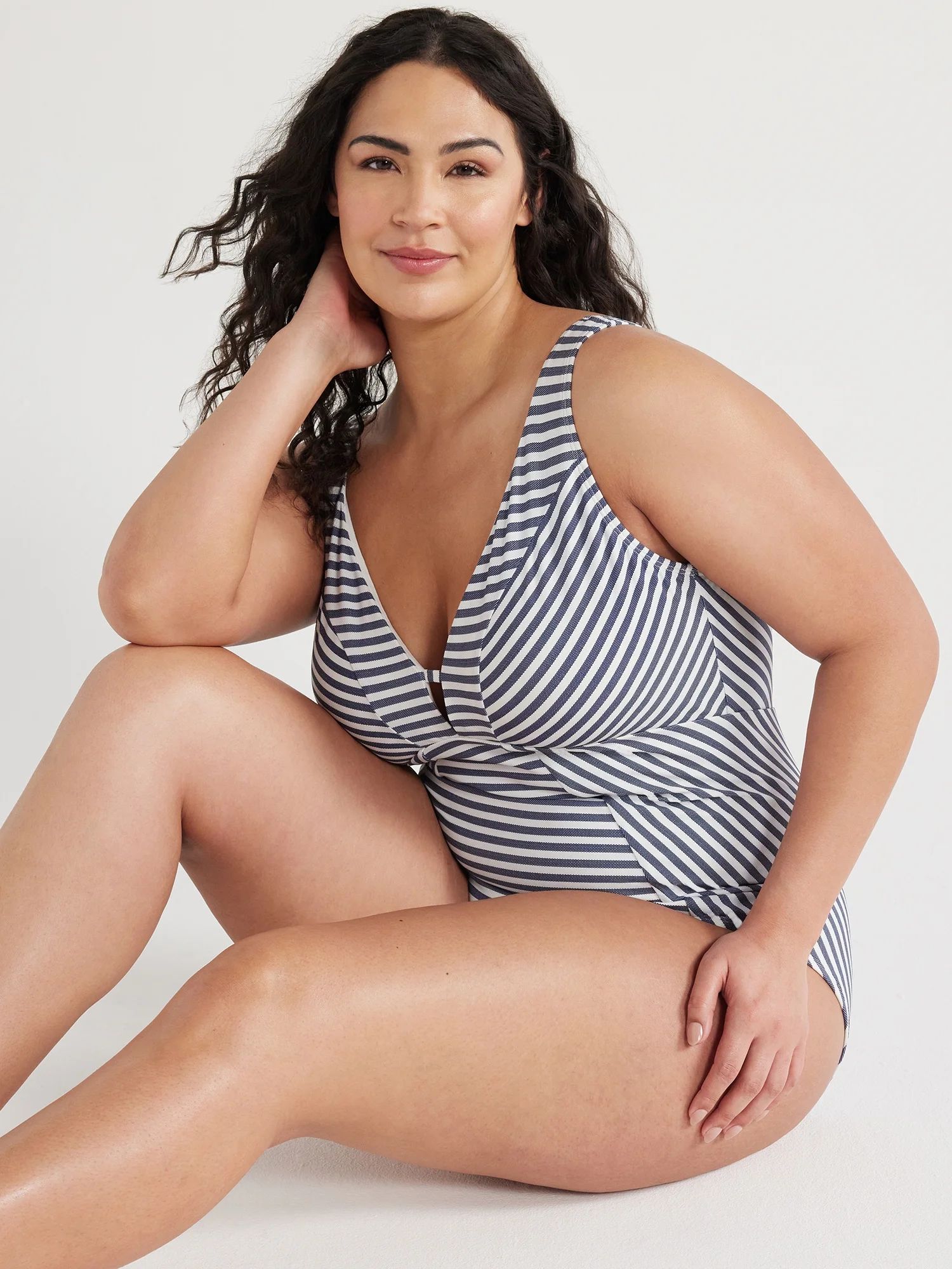 Time and Tru Women's and Plus Mini Stripe One Piece Swimsuit, Sizes S-2X | Walmart (US)