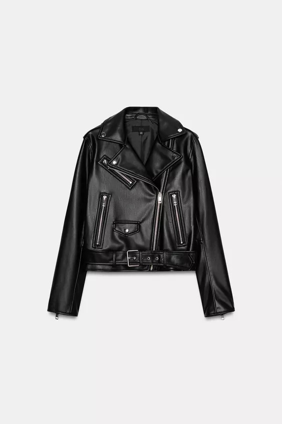 LEATHER EFFECT BIKER JACKET | Zara UK
