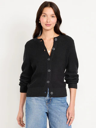 Seaside Cotton Garter-Knit Cardigan Sweater | Old Navy (US)