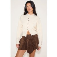 Brown Faux Suede Hanky Hem Mini Skirt | PrettyLittleThing US