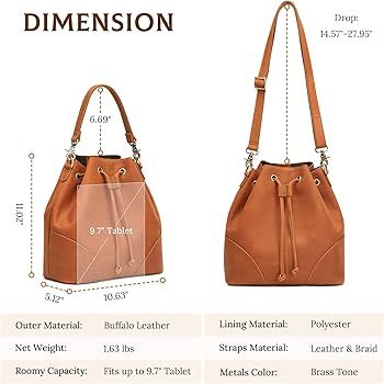 S-ZONE Genuine Leather Bucket Bags for Women Drawstring Crossbody Purses Shoulder Top Handle Hand... | Amazon (US)