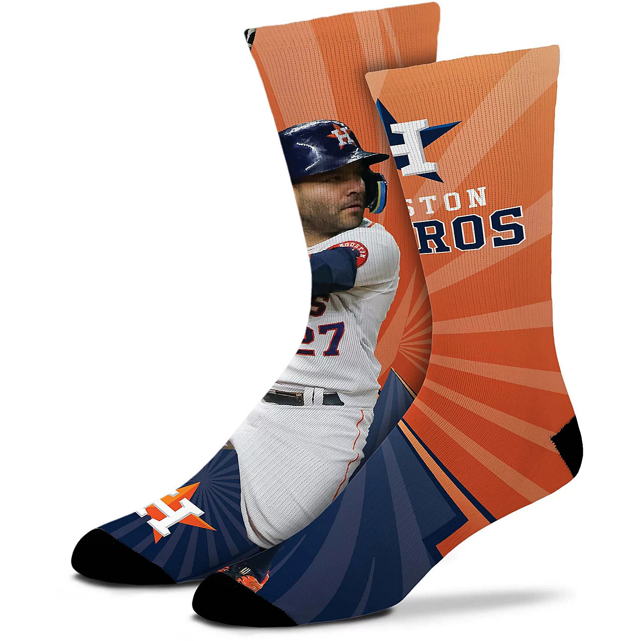For Bare Feet Kids' Houston Astros Jose Altuve 27 Record Breaker Crew Socks | Academy | Academy Sports + Outdoors