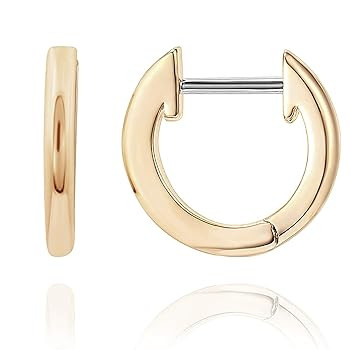 PAVOI 14K Gold Plated Cuff Earrings Huggie Stud | Small Hoop Earrings for Women | Amazon (US)