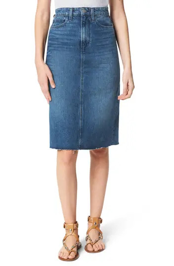 The A-Line Raw Hem Denim Pencil Skirt | Nordstrom Rack