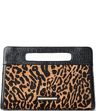 BRAHMIN Damson Collection Ravina Leopard Clutch Bag - Black | Dillard's