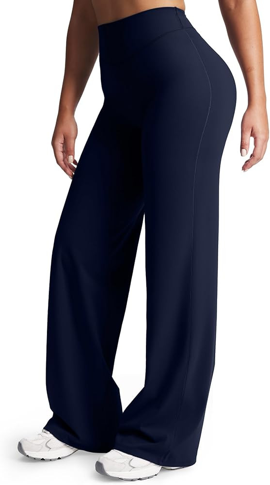 Aoxjox Women's Workout Velura Straight Leg Leggings Bottoms Mid-Waist Hidden Srcunch PlushFlex™... | Amazon (US)
