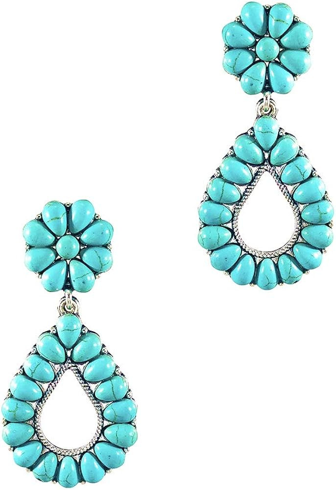 Wonderent Turquoise Bohemian Small Delicate Metal Fashion Earring No.248 | Amazon (US)