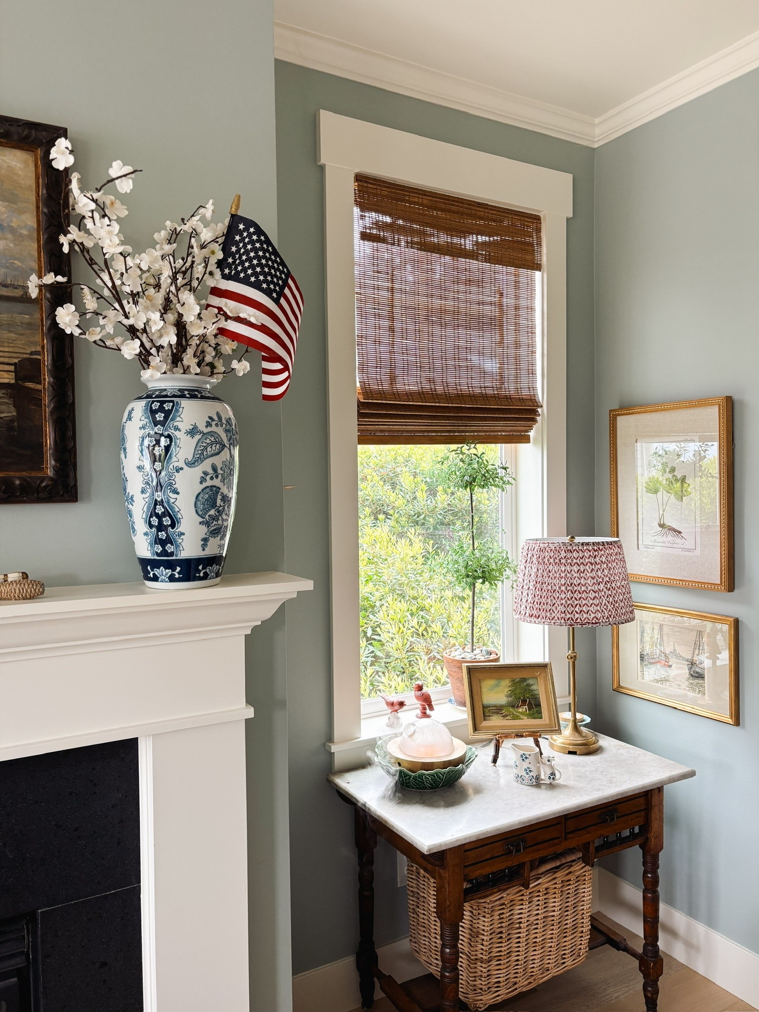 Red white blue decor, bamboo shades, pleated lampshade, botanical art

#LTKHome #LTKSaleAlert #LTKSeasonal