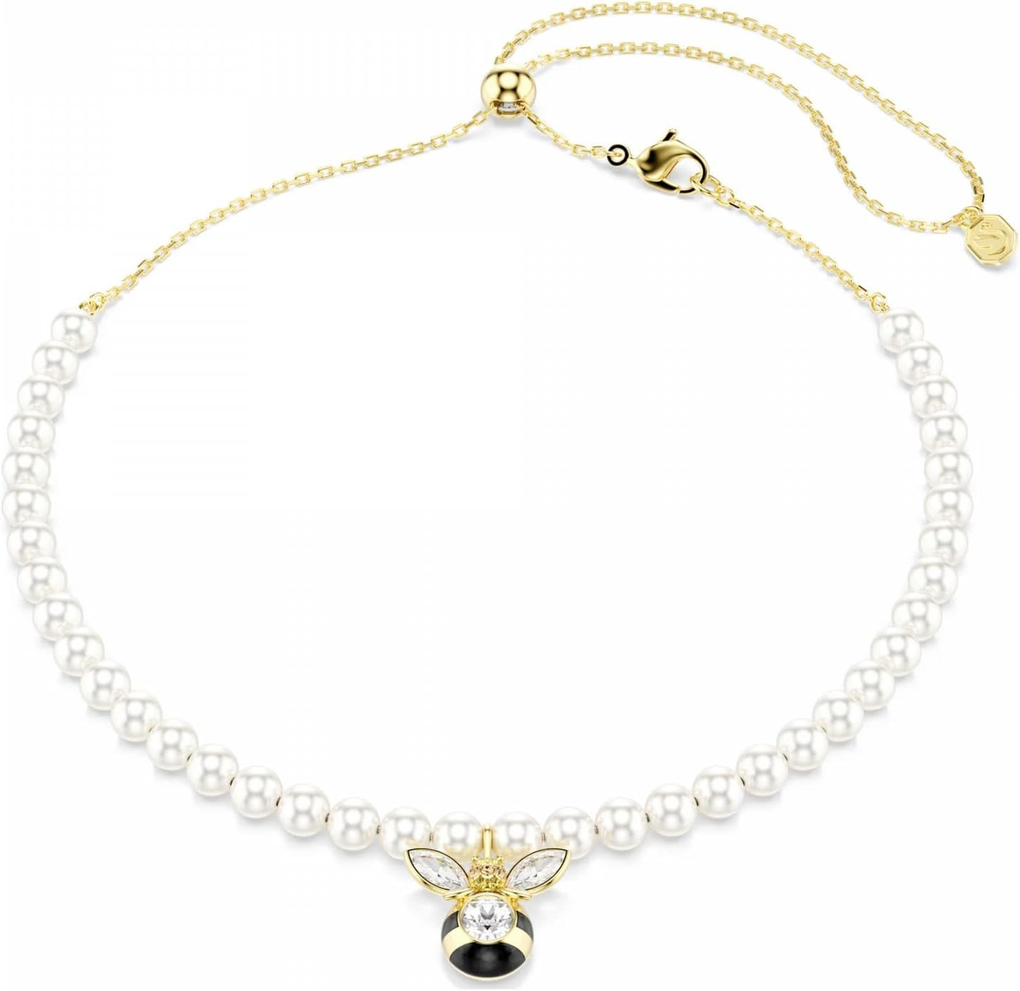 Swarovski Idyllia choker, Crystal pearl, Mixed cuts, Bee, White, Gold-tSwarovski One plated | Amazon (US)