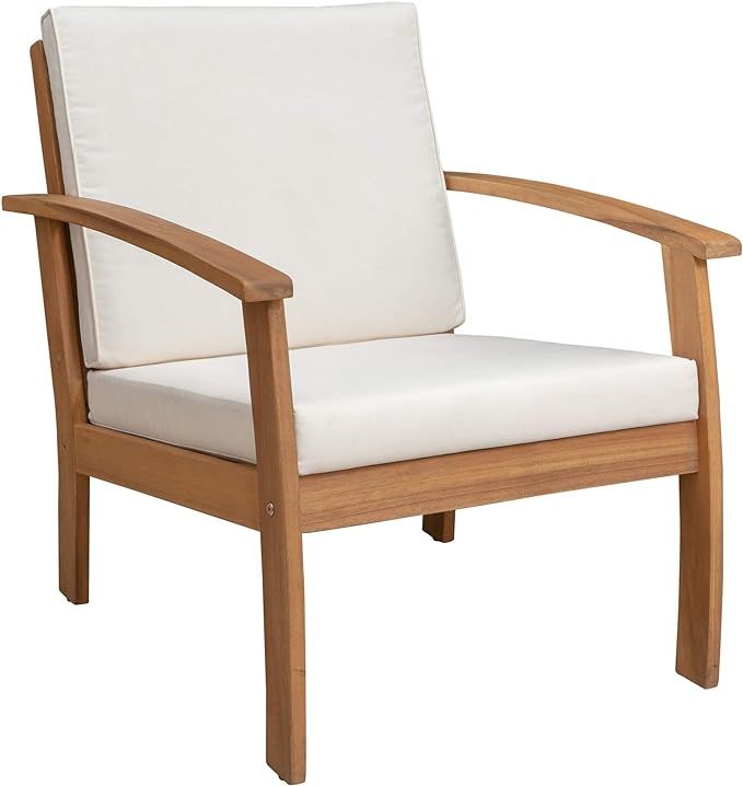 Patio Sense 63342 Lio Wooden Armchair with Cushions Modern & Contemporary Lounge Chair Patio Livi... | Amazon (US)