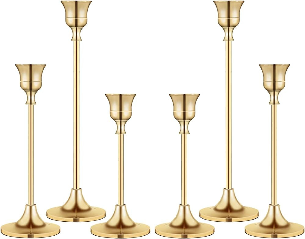Candlestick Holders,Taper Candle Holder for Candlesticks Gold Brass Vintage Candle Stick Candle H... | Amazon (US)