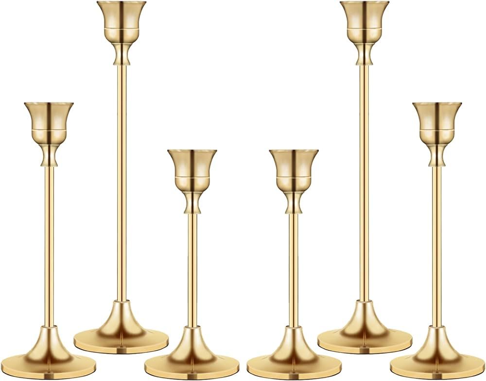 Candlestick Holders,Taper Candle Holder for Candlesticks Gold Brass Vintage Candle Stick Candle H... | Amazon (US)