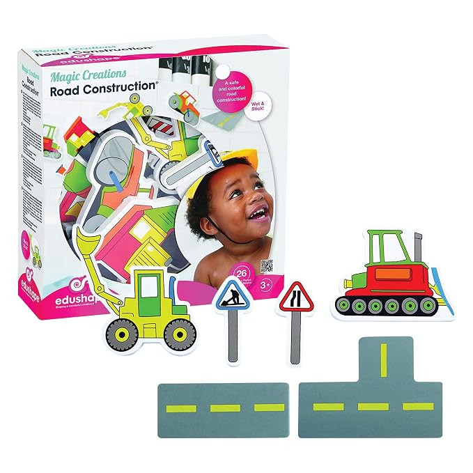Edushape Magic Creations, Road Construction - Baby Bath Foam Toys Foam Stickers - Stick-On Remova... | Amazon (US)