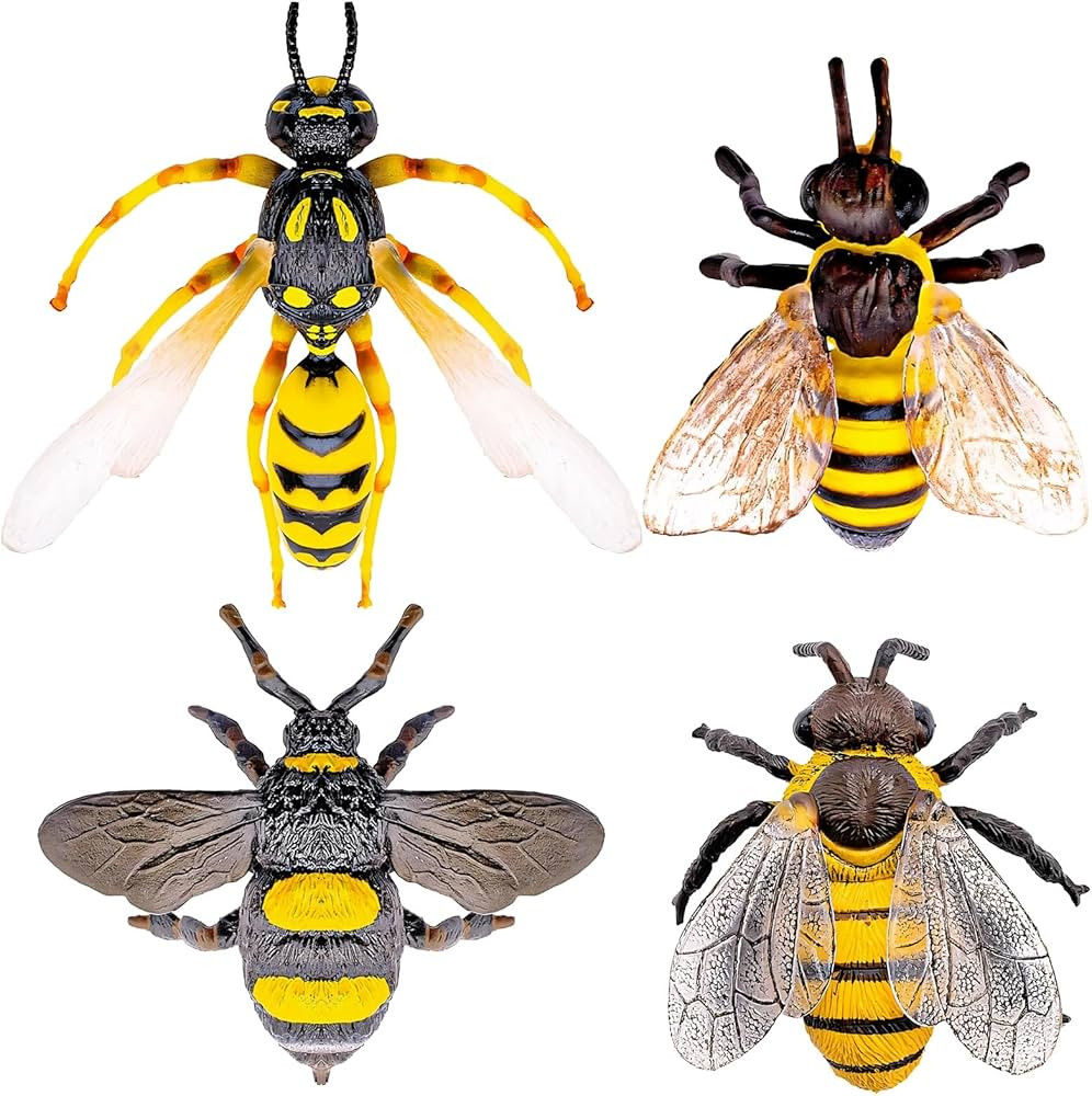 4 Pcs Bee Figurine Set Realistic Bee Figure Honeybee Figurines Bees Model Various Bees Model Fake... | Amazon (US)