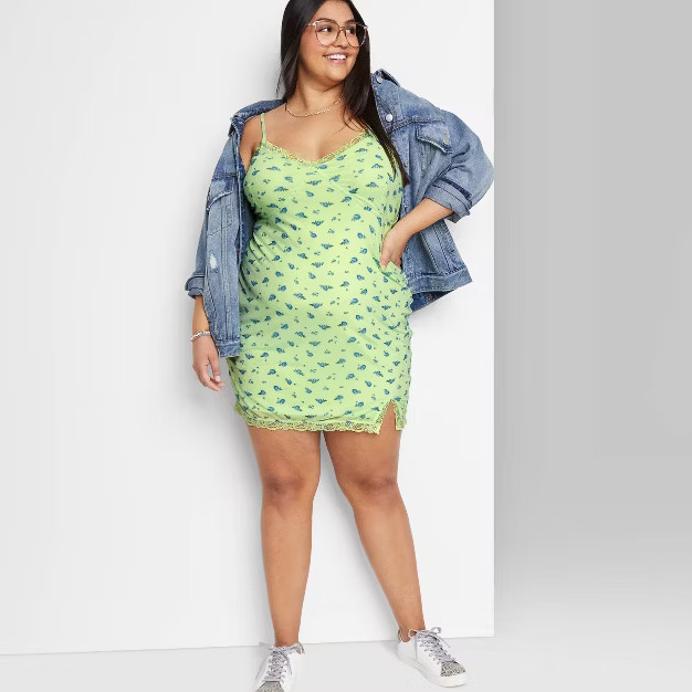 Women's Sleeveless Lace Trim Mesh Bodycon Dress - Wild Fable™ | Target