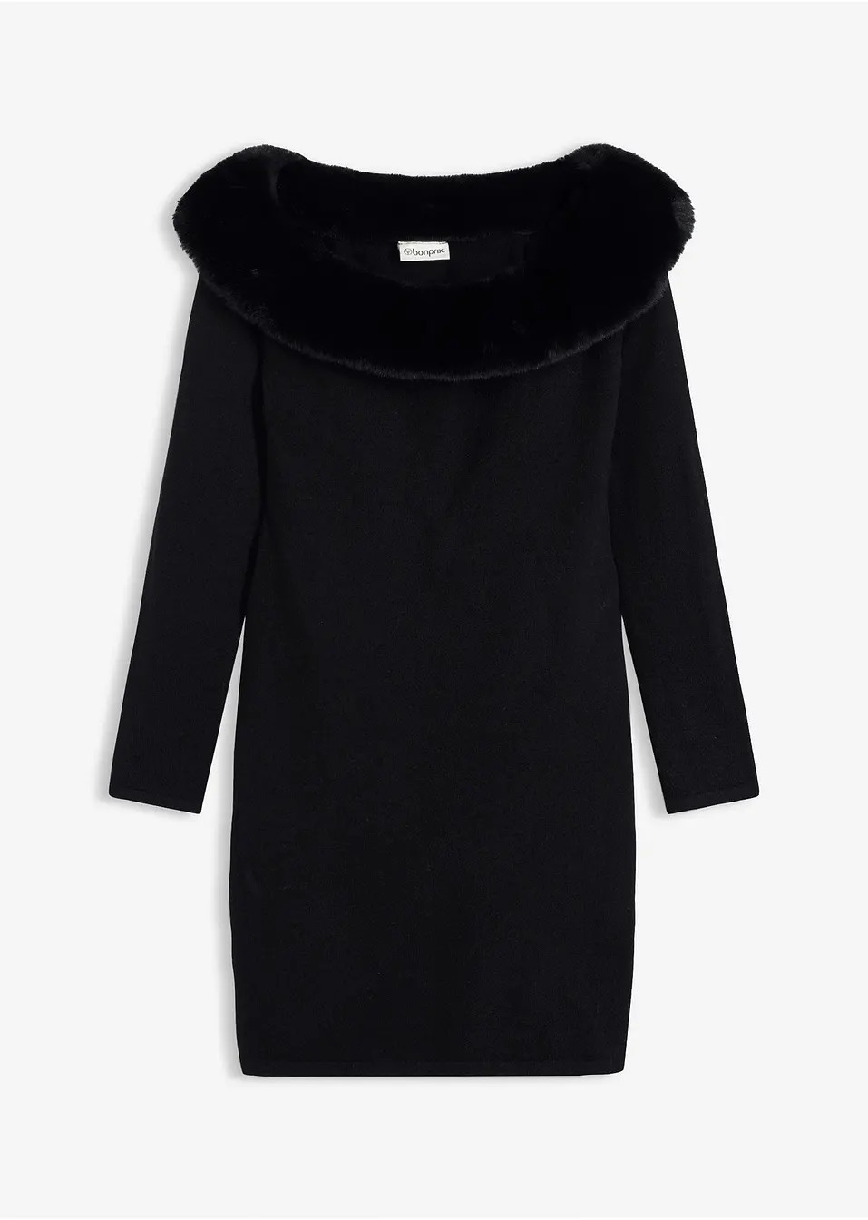 Abito in maglia con inserto in pelliccia sintetica | Bonprix IT