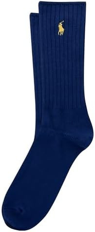 POLO RALPH LAUREN mens Cotton Ribbed Dress Crew Socks - 1 Pair Pack - Solid Color Cushioned Comfo... | Amazon (US)