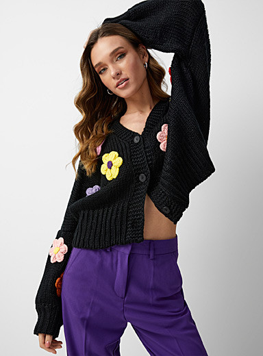 Embroidered pop flowers loose cardigan | Simons