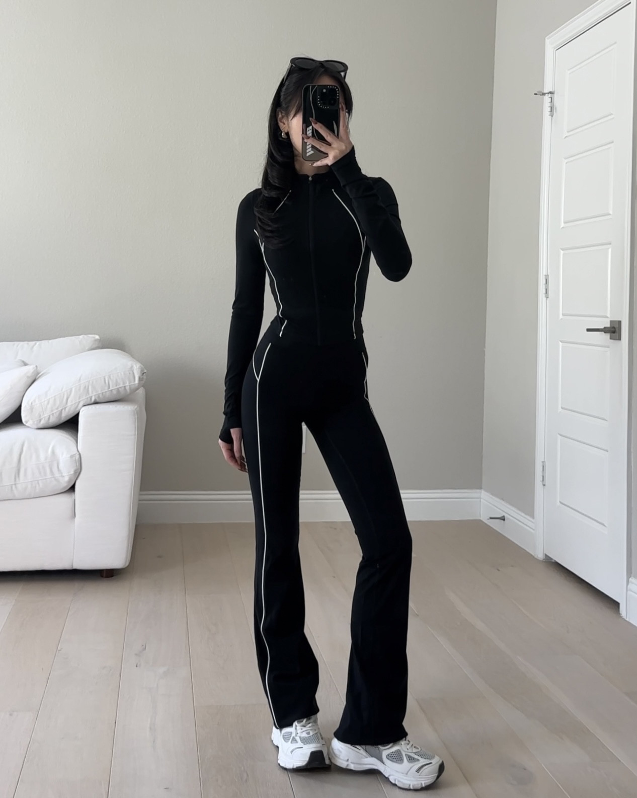 size xxs in everything! flare leggings were a little long (folded inwards) and i’m 5’2!

#LTKTravel #LTKActive #LTKFitness