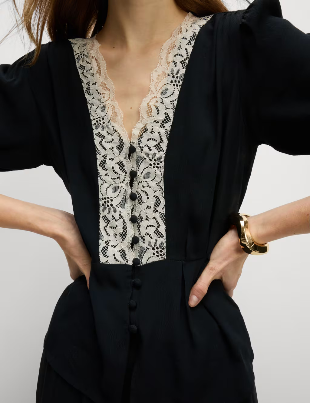 V-Neck Lace Detail Blouse | Marks & Spencer (UK)