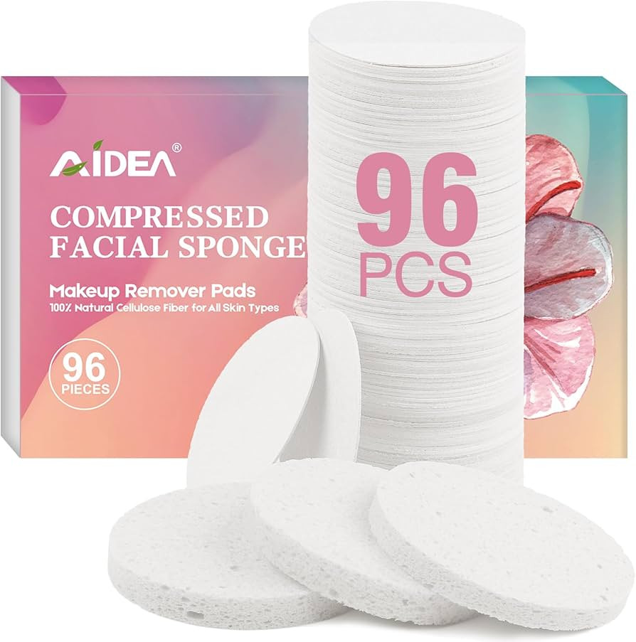 AIDEA Compressed Facial Sponges 96Count White, Round, Face Sponges for Cleansing, Travel Essentia... | Amazon (US)