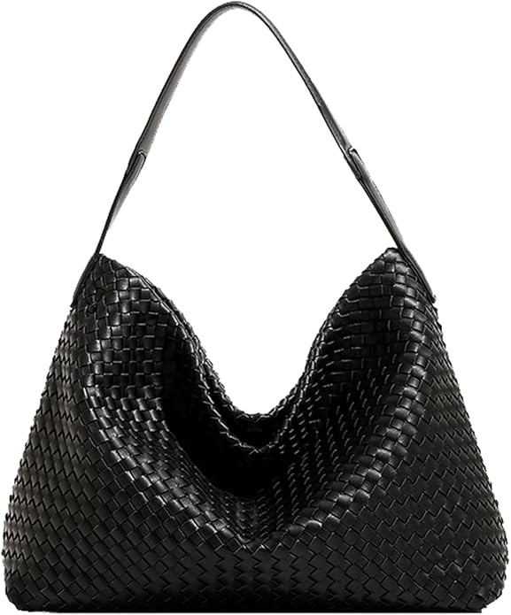 JINMANXUE Women Boston Bag Woven Vegan Leather Handbags Female Satchel Messenger Bag Fashion Shou... | Amazon (US)