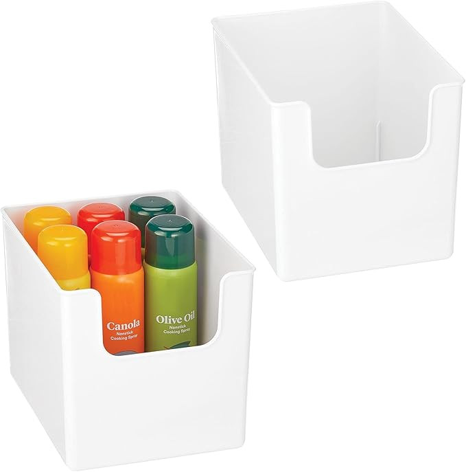 mDesign Modern Plastic Open Front Dip Storage Organizer Bin Basket for Kitchen Organization - She... | Amazon (US)