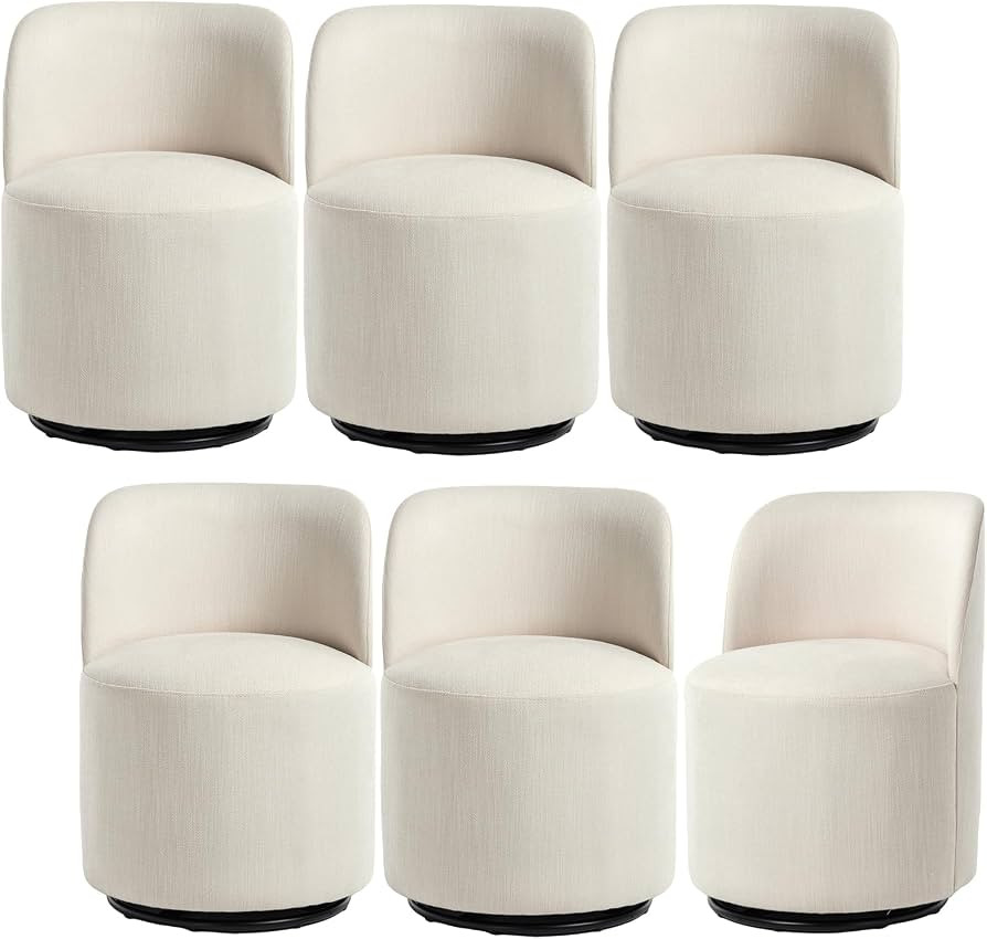 cinkehome Swivel Dining Chairs Set of 6, Modern Upholstered Barrel Dining Chair for Kitchen, Kitc... | Amazon (US)