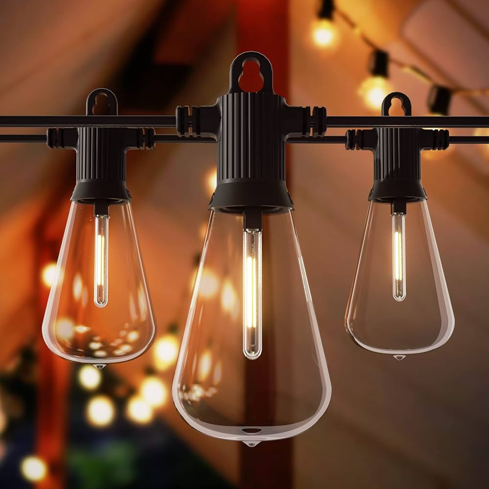Zuske Outdoor String Lights 50FT with 25+2 LED Filaments Bulbs, Weatherproof ST38 Hanging Lights ... | Amazon (US)