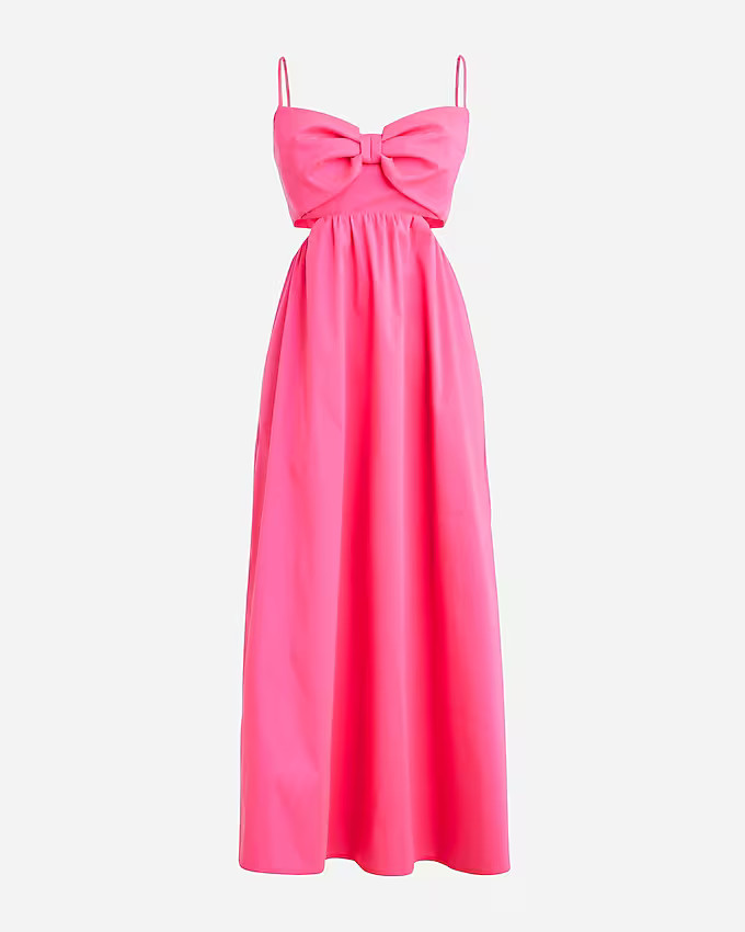 Collection bow-front cutout midi dress in stretch taffeta | J. Crew US