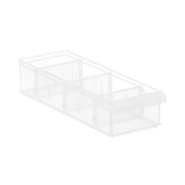 Narrow Long Short Stacking Plastic Bin W/ Wheels Clear | The Container Store