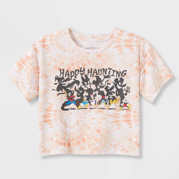 Girls' Disney Mickey Mouse & Friends Halloween Cropped Graphic T-Shirt - Pink/White | Target