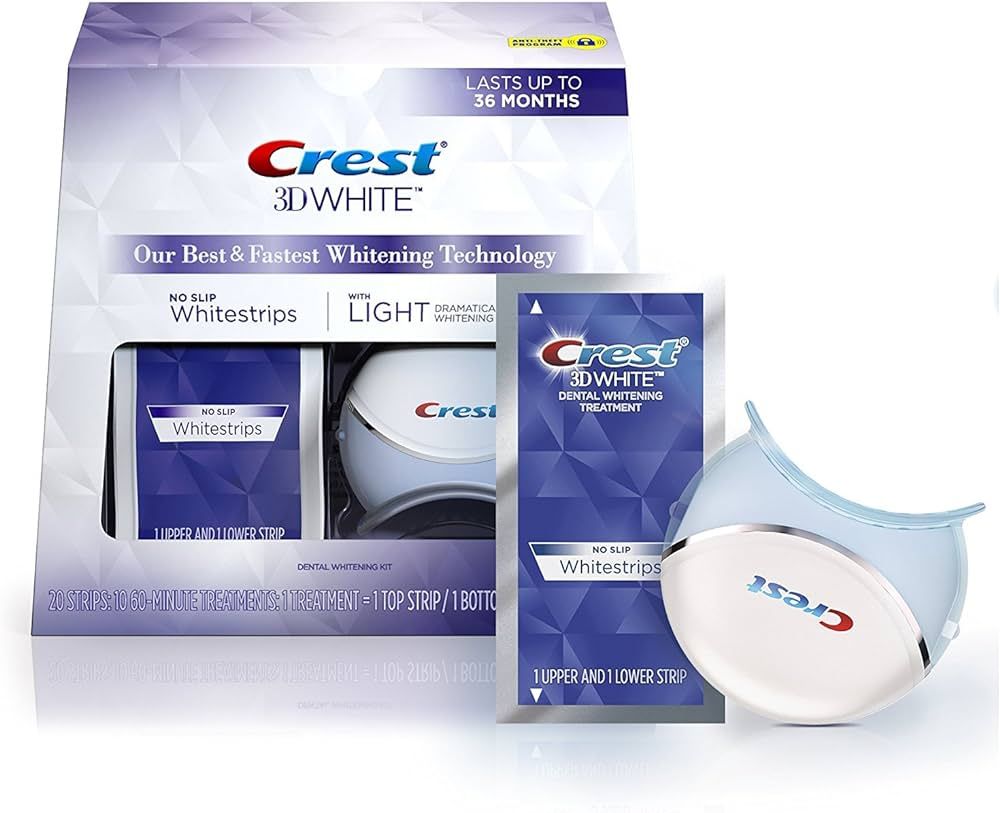 Crest 3D Whitestrips with Light, Teeth Whitening Strip Kit, 20 Strips (10 Count Pack) | Amazon (US)