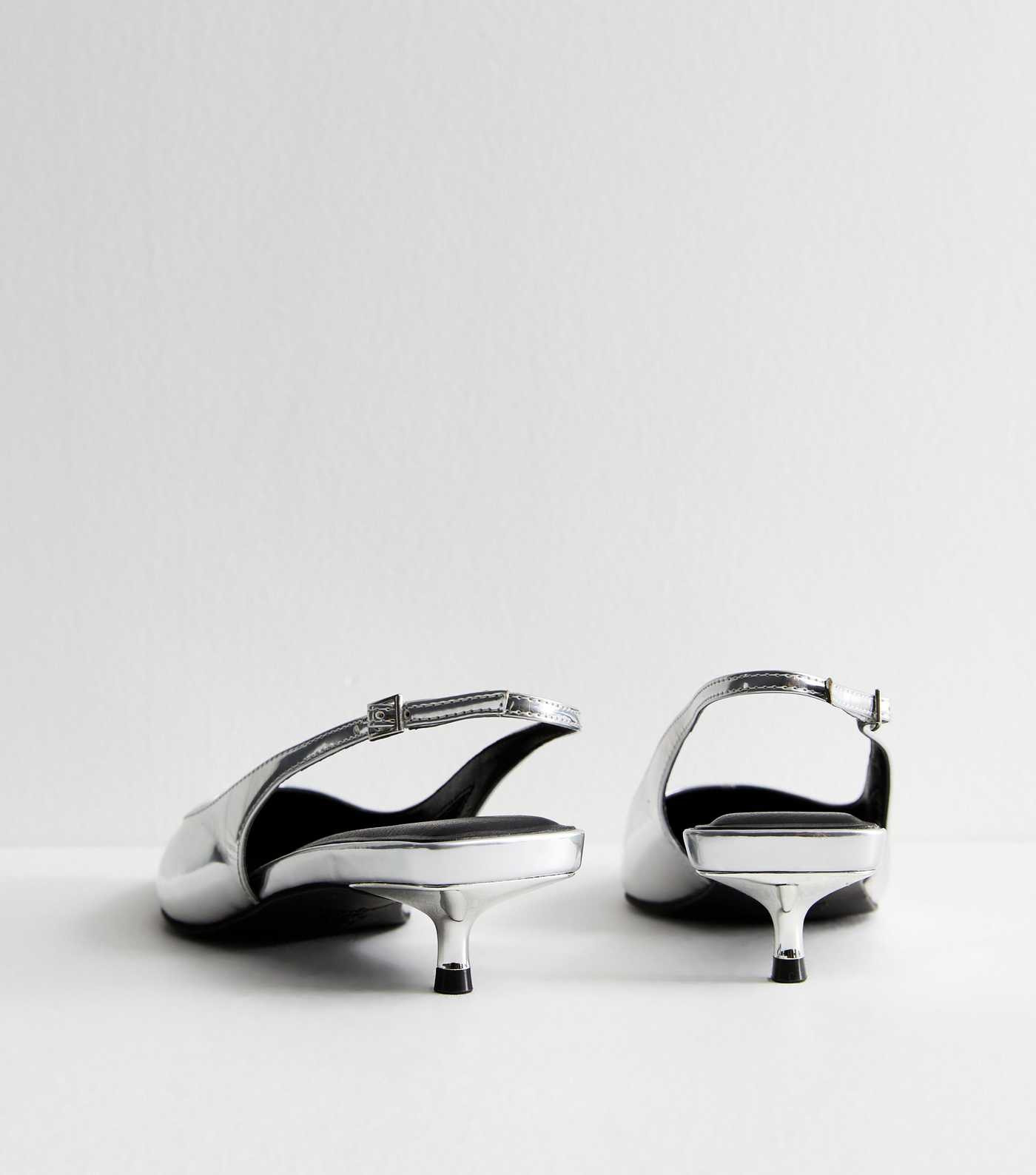 Silver Slingback Kitten Heel Court Shoes | New Look | New Look (UK)