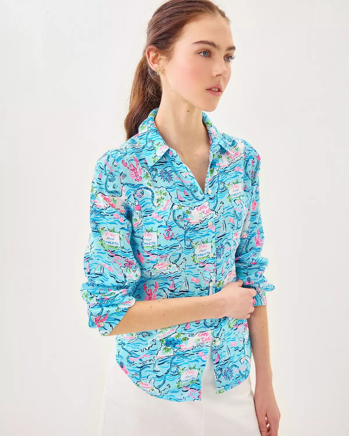 Sea View Linen Button Down Shirt | Lilly Pulitzer
