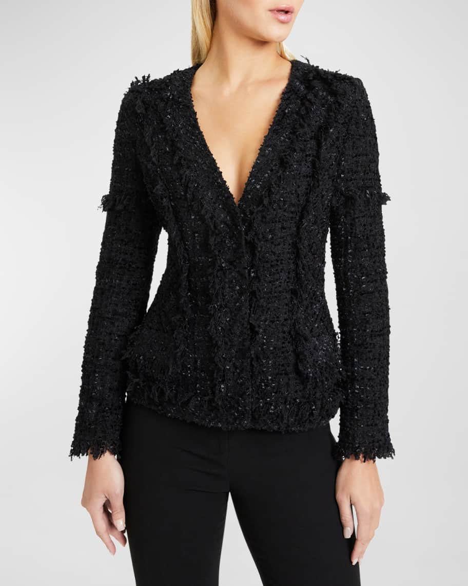 Santorelli Estela Snap-Front Tweed Jacket | Neiman Marcus