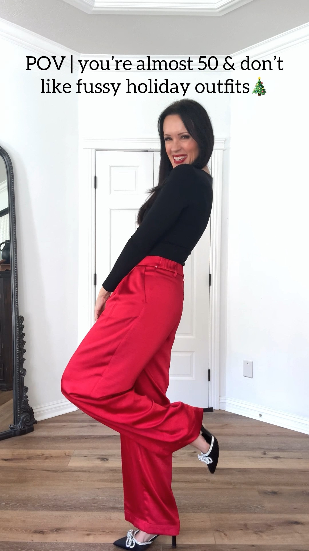 Festive holiday outfit for the win!

Sizing:
Bodysuits-Amazon Pumiey bodysuit, in medium 
Satin pants-Target, in 4
Heels-Target, TTS
Coat-Target, roomy, in small

Holiday outfit | Christmas party | holiday party | Amazon fashion | rhinestone heels | satin pants | winter fashion 

#LTKover40 #LTKfindsunder50 #LTKparties