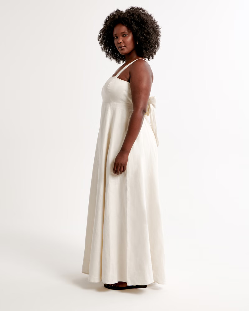 Premium Linen Bow Back Maxi Dress | Abercrombie & Fitch (US)