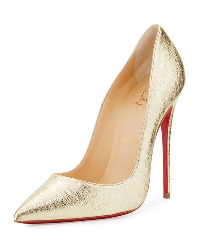 So Kate Metallic 120mm Red Sole Pump, Gold | Neiman Marcus