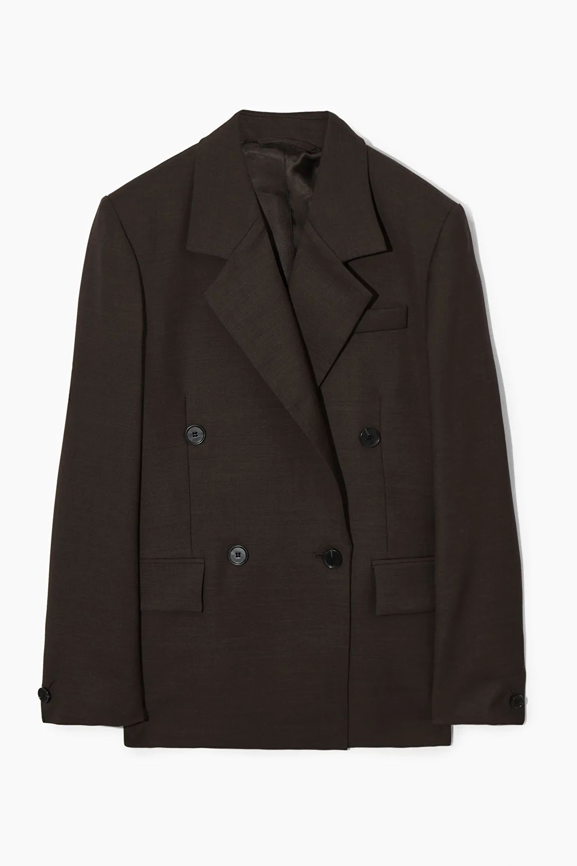 DOUBLE-BREASTED WOOL BLAZER - DARK BROWN - Coats and Jackets - COS | COS (US)
