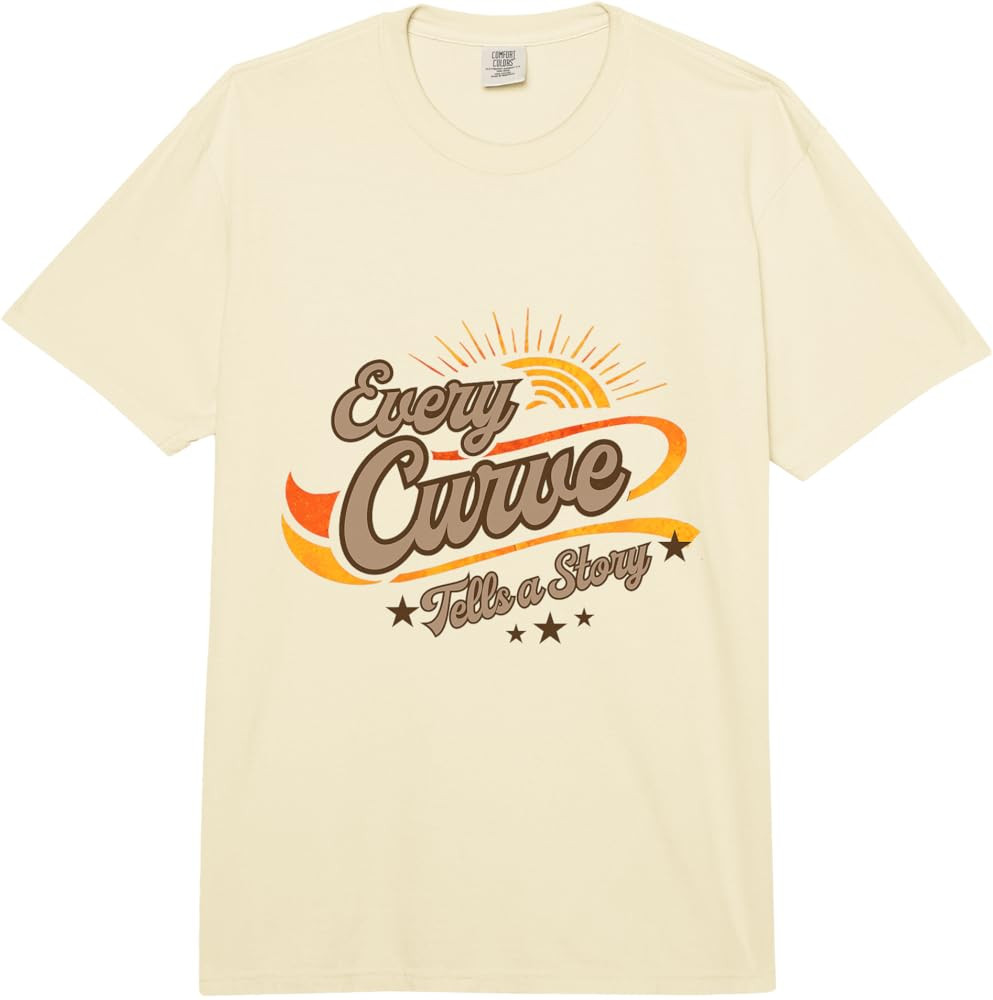 Every Curve Tells a Story Body Positive Retro Sunset Design Comfort Colors Adult Heavyweight T-Sh... | Amazon (US)