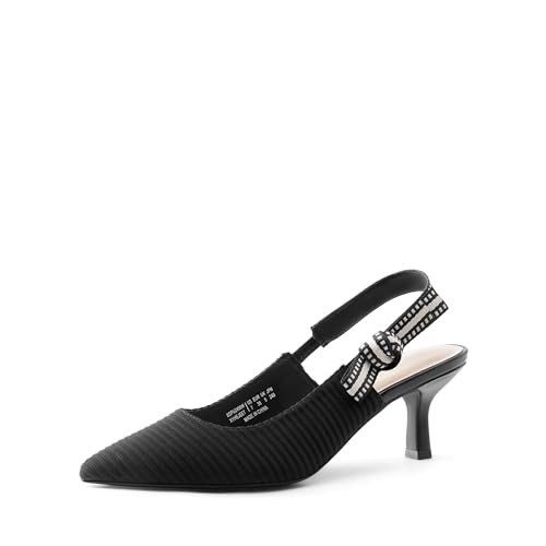 DREAM PAIRS Women's Kitten Heels Slingback Closed Toe Low Pumps Dress Bridal Elegant Wedding Casual Shoes,Size 7.5,Black,SDPU2499W | Amazon (US)
