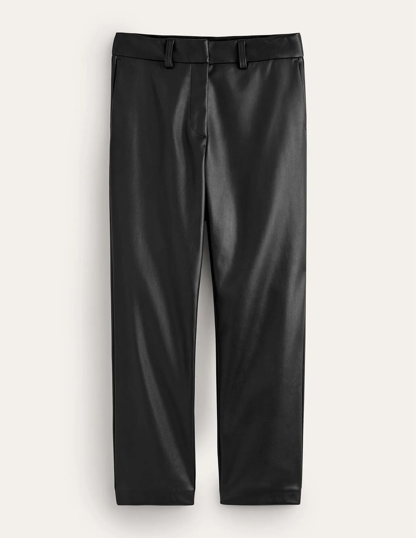 Tapered Faux-Leather Trousers - Black | Boden (UK & IE)