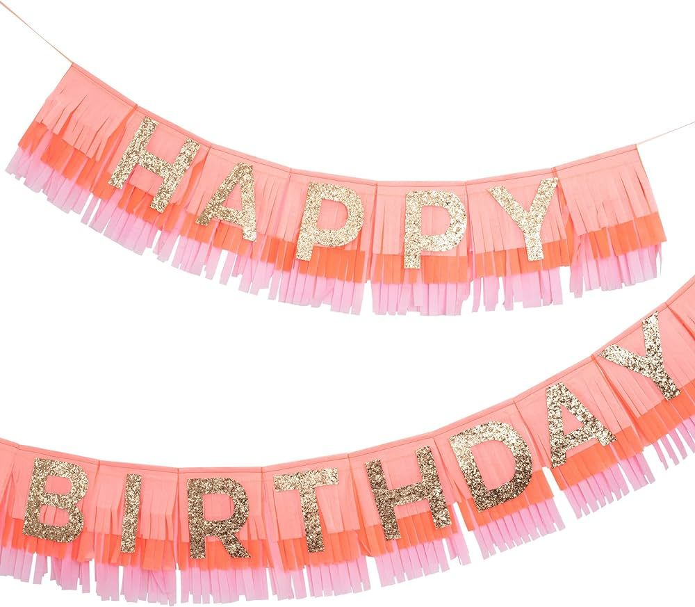 Meri Meri Pink Happy Birthday Fringe Garland (Pack of 1) | Amazon (US)