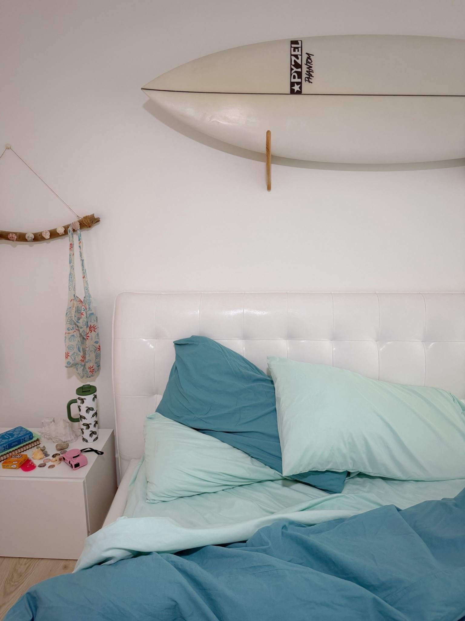 Aqua needing
Beach girl room
Beach girl sheets
Aqua sheets
Aqua duvet cover 
Beach girl bedding
Beach house bedding
Night stand 
Shell night light 
Surfboard rack 

#LTKHome #LTKmorningroutine
