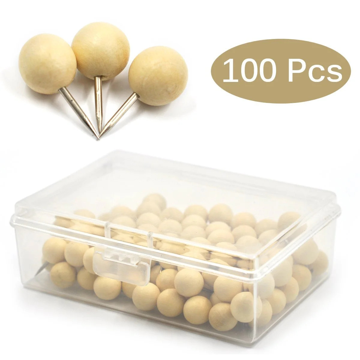 eZAKKA Round Wooden Push Pins Thumb Tacks Decorative for Cork Boards Map Photos Calendar with Box... | Walmart (US)