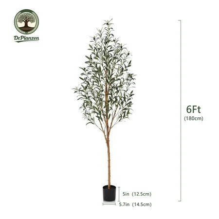 DR.Planzen 6' Artificial Olive Tree Indoor, Tall Faux Olive Tree, Artificial Plants with Natural Wood Trunk and Lifelike Fruits for Home Office Decor | Walmart (US)