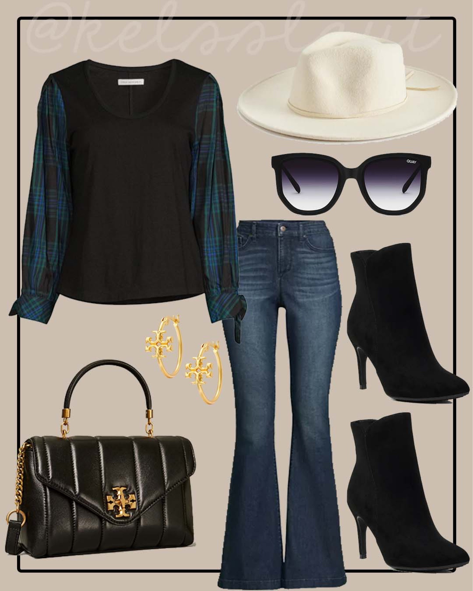 Outfit idea, Walmart fashion, Walmart outfit, fall fashion, flare jeans, Tory Burch 

#LTKunder50 #LTKstyletip #LTKSeasonal