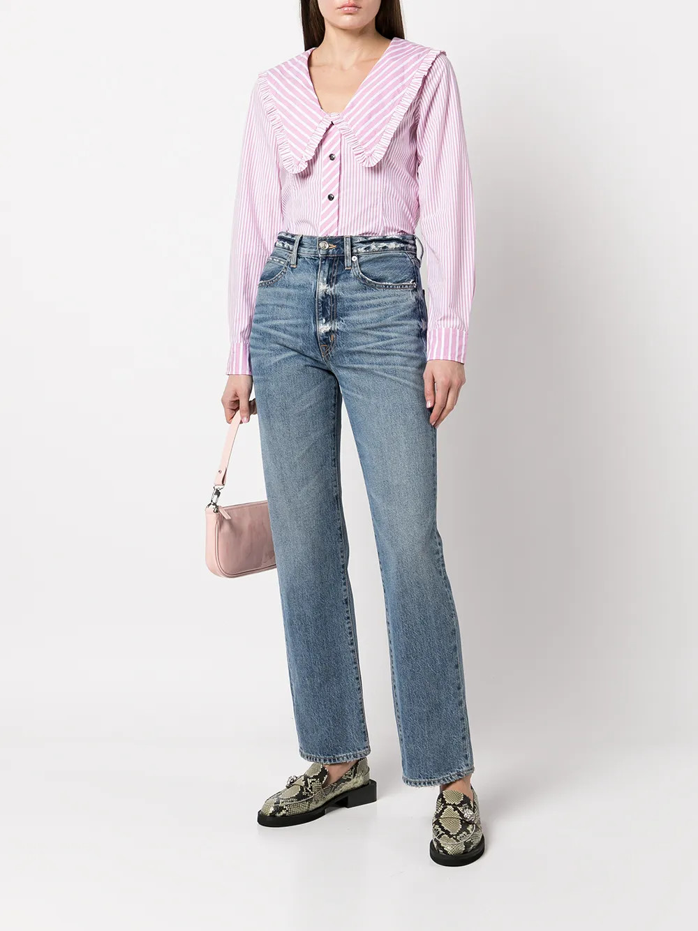 striped ruffle-collar shirt | Farfetch (US)